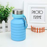 Highpot Portable Foldable Drinking Cup Retractable Drinking Mug with Lid Ideal for Camping, Travel, Picnic, Lunch (Blue)