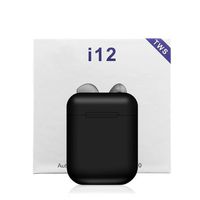 Inpods 12 i12 TWS Mini Bluetooth Wireless Earphones Touch Control Earbuds with Charging Box Sport Headsets Pk TWS i10 i30 i60 (Black)