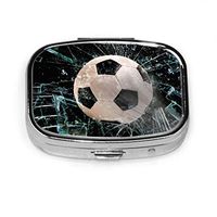 Fast Soccer Ball Through Broken Glass Pill Cases Metal Fashion Pill Box Tablet Holder Wallet Organizer Case for Pocket Or Purse