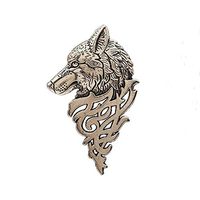 Accessory Shirt Accessory Bronze Stick Viking Badge Wolf Head Lapel Pin Brooch Fashion Creation Beauty Jewelry Party Woman Girl Design Style | color - silver