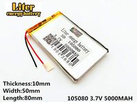 3.7V 5000mAh 105080 Lithium Polymer Ion Rechargeable Battery Lithium Polymer Li-Po Battery for MP4 GPS MP3 Bluetooth Stereo DIY Gift