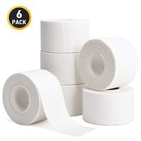 TOBWOLF 6PCS Sports Tape, 1.5" x10yd / 3.8cmx9.14m Hand Tearing Cotton Physio Tape, Therapeutic Medical Athletic Tape with Tooth Edge for Pain Relief & Muscle Support - White