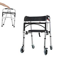 Portable Folding Rollator Walker with Seat 400 lb Capacity Height Adjustable Standard Walker Lightweight 4 Wheel Walker Rollator for Seniors,WithSeat