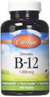 Carlson - Chewable B-12, 1000 mcg, Energy Production, Nerve Function & Optimal Wellness, Lemon, 180 tablets