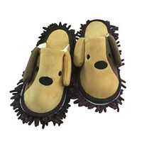 Frjjthchy Warm Fuzzy Home Slippers Dust Cleaning Mop Slippers Women and Men House Cleaning Tool for Bedroom Office (Brown)