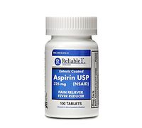 Reliable 1 Aspirin USP 325 mg (NSAID) 100 Enteric Coated Tablets (1 Bottle)