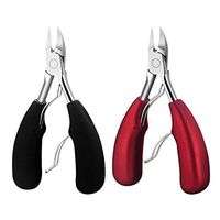 2pack Precision Toenail Clippers Trimmer, Sharp Stainless Steel Nail Cutter, for Seniors (Black+Red)