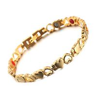 WangGao Women's Heart Design Healing Magnetic Bracelet Pain Relief for Arthritis and Carpal Tunnel (Gold Heart)