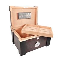 Cedar Cigar Humidor Large Capacity with Tray Classic Wooden Box Pear Wood Grain