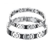 Titanium Cross Health Care Bracelet Black Magnetic Stone Anti-Fatigue and Anti Rediation Couple Bracelet (Lady's Bracelet)