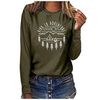 Womens Tops,Women Fashion Plus Size Print Round Neck Long Sleeved T-Shirt Blouse Tops Army Green