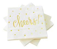 Pack of 50 Cheers Cocktail Party Napkins 3-Ply - Disposable Paper Napkins Gold Foil Designs - Perfect for Birthdays, Bridal, New Years, Anniversary and Special Occasions - by Simple Glee