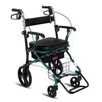 Walkers for Seniors with Seat Folding Walker, Seat and Detachable Storage Bag, Adjustable Height & 4 Wheels Shopping， Aluminium Walking Mobility Aid for Elderly Rolling Walkers