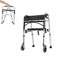 Portable 2 Wheel Rollator Walker with Brakes Folding Lightweight Standard Walker Height Adjustable Standard Walkers Elderly People Foldable Walker,WithSeat