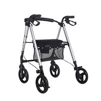 ZAIHW Walker Rollator, Steel Frame, Fold Up, Removable Back Support, Padded Seat, Silver