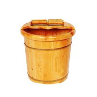 Foot Massagers Solid Wood Foot Bath Bucket Foot Bath Bucket + lid + Massager Jacuzzi Foot Bath Foot Bath Bucket Wooden Bath Foot Bath Health Foot Bath Massage Tools (Color : Beige, Size : 40cm)