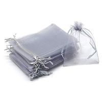 Dealglad 100pcs Drawstring Organza Jewelry Candy Pouch Party Wedding Favor Gift Bags (5x7, Gray)