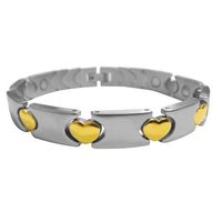 Magnetic Therapy Bracelet Linked Heart Silver and Gold