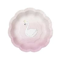 Swan Design Paper Plate with Gold Foil Party Supplies, Pk 24