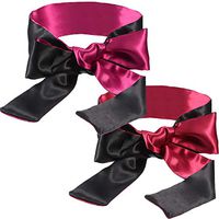 Hestya 2 Pack Sleeping Mask Satin Eye Mask Blindfold, 150 cm (Black Red and Black Rose Red)