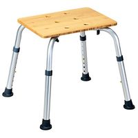 Giantex Bamboo Shower Seat Bench Square W/Slip-Resistant Rubber,Waterproof Surface Bathroom Organizer Bathroom Shower Stool Bamboo Shower Bath Chair