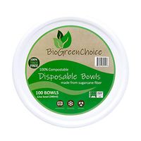 BioGreenChoice 12oz. Compostable Fiber-Molded Bagasse/Natural Sugarcane Disposable Soup Bowl – Microwave Safe, Biodegradable & Compostable Bowl (100 Count)
