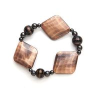 Black Magnetic Therapy Stretch with Copper-Colored Beads Bracelet (Size Small - 7")