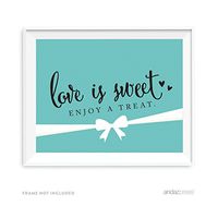 Andaz Press Bride & Co. Collection, Love is Sweet Enjoy a Treat Dessert Table Party Sign, 8.5x11 inch, 1 pack, For Bridal Shower, Engagement, Wedding Event Decorations, Sign Love is Sweet Enjoy