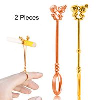 Cigarette Holder Ring for Women, 2PCS Smoke Finger Cigarette Holder Clip for Man, Elegant Lady Smoker Holder Ring for Smoking (Rose Gold and Gold, 0.67 inch)