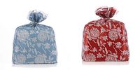 Twofer Reusable Gift Wrap Bags (4 Red Toile + 4 Blue Toile) by Designerliners 8PK - Gift Wrap for You, Then Home Decor for Recipient - 21" x 24"