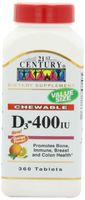 21st Century D 400 IU Chewable Tablets, Orange, 360 Count