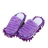 Frjjthchy Washable House Mop Slippers Detachable Chenille Floor Cleaning Microfiber Dusting Slippers (1 Pair) (Women 7-10/Men 5-8, Purple)