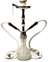 Zebra Smoke Starter Series Pack: 18" 2 Hose Hookah Combo Kit Set w/ Instant Charcoal (Like Three Kings Charcoal), Hydro Herbal Molasses(like Blue Mist), and Hookah Mouth Tips Smokes More Then Hookah Pen (White)