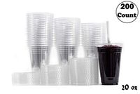 X-Large Clear Plastic Disposable Cups with Lids & Straws 200 count - 20 oz (ounces) Clear PET Cup for Cold Smoothie, Iced Coffee, Boba, Bubble Tea, Protein Shakes, Cold Drinks, 100% Recyclable