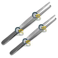G.S 2 PCS Thumb LAB Tweezers Tissue 1X2 Teeth Dissection Forceps 6" + 8" Economy Grade