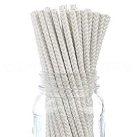 CleverDelights Silver Chevron Paper Straws - 50 Straws - Biodegradable Eco-Friendly Drinking Straws