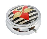 Halulu Gold Flamingo Custom Fashion Round Glass Pill Case 2.1 Inch Tablet Holder Storage Bag Wallet