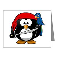 Note Card Little Round Penguin - Pirate & Parrot