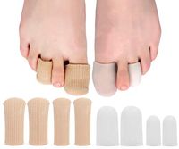 SQHT 8 Pack Toe Protectors Gel Toe Cap & Covers for Corns, Bunion Blisters, Hammer Toes or Ingrown Toenails (White)