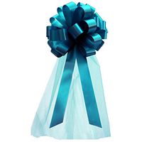 Turquoise Wedding Pull Bows with Tulle Tails - 8" Wide, Set of 6, Spring, Summer, Birthday, Christmas, Decoration, Reception, Wedding, Easter