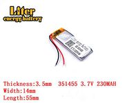 3.7V 230mAh 351455 Lithium Polymer Ion Rechargeable Battery Lithium Polymer Li-Po Battery for MP4 GPS MP3 Bluetooth Stereo DIY Gift