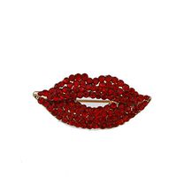 YouCY Lip Rhinestone Brooch Pin Sexy Lips Brooch Sweater Shawl Scarf Buckle Valentine's Day Jewelry Xmas Gift For Women Girl,Red