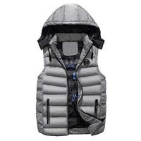 Ennglun Mens Vest,Men's Coat Double-Sided Wear Cotton Warm Hooded Thick Vest Jacket,for Men(L,Gray)