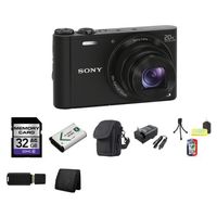 Sony DSC-WX300/B 18.2 MP Digital Camera (Black) + 32GB Memory Card + NP-BX1 Lion Battery + Carrying Case Bundle