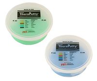 TheraPutty Antimicrobial Exercise Putty Green - Medium, Blue - Firm 4 OZ Each - Bundle