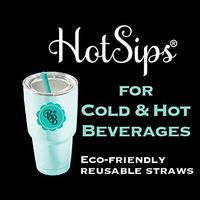 HotSips Reusable Straws 4 Large with Travel Case, Living Coral and Aqua - Reusable ECO Friendly Straws For Both Cold & Hot Large 20oz - 40oz Non Toxic BPA Free FDA Grade material Recyclable