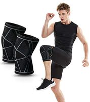 TSLA Gear (2 Pieces) Knee Support Wrap Running Active Sleeve Gym MCL ACL Guard Brace, 1pair(mzk21) - Black/Black, Small (14-17 Inch)