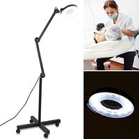 5X Facial Magnifing Lamp Height Adjustable Floor Magnifier Light Swivel Arm and Rolling Stand for Beauty Salon Skincare Manicure Tattoo