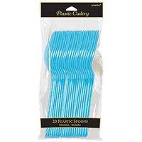 Bright and Vibrant Caribbean Blue Plastic Spoons, 20 Ct.