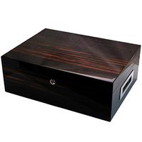 BNSDMM Cigar Humidors - Cigar Box Black Sandalwood Piano Paint Cigar Box Cigar Alcoholization Box Can Be Placed with 125 Cigars with Hygrometer Size: 43x32x15.5cm